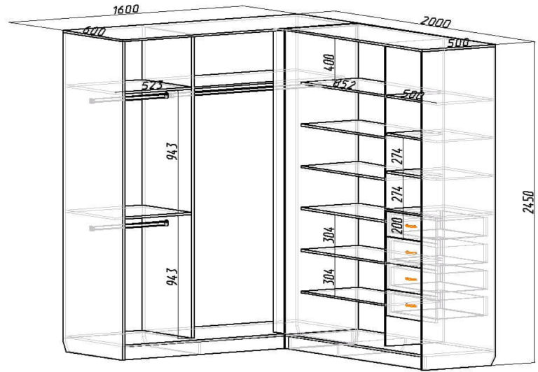 Размеры систем для шкафов купе
