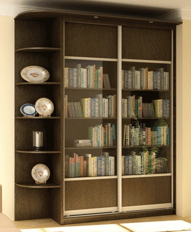 Книжный шкаф шпон со стеклянными дверцами