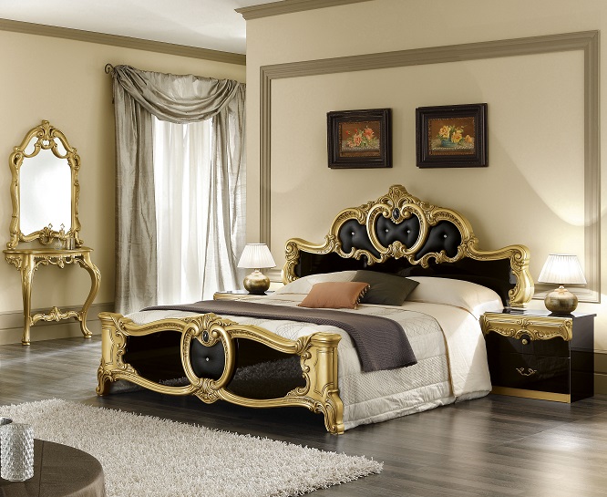 Черно-золотая кровать