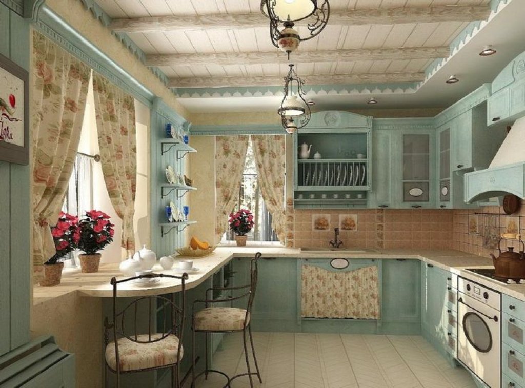 Голубые кухонные фасады