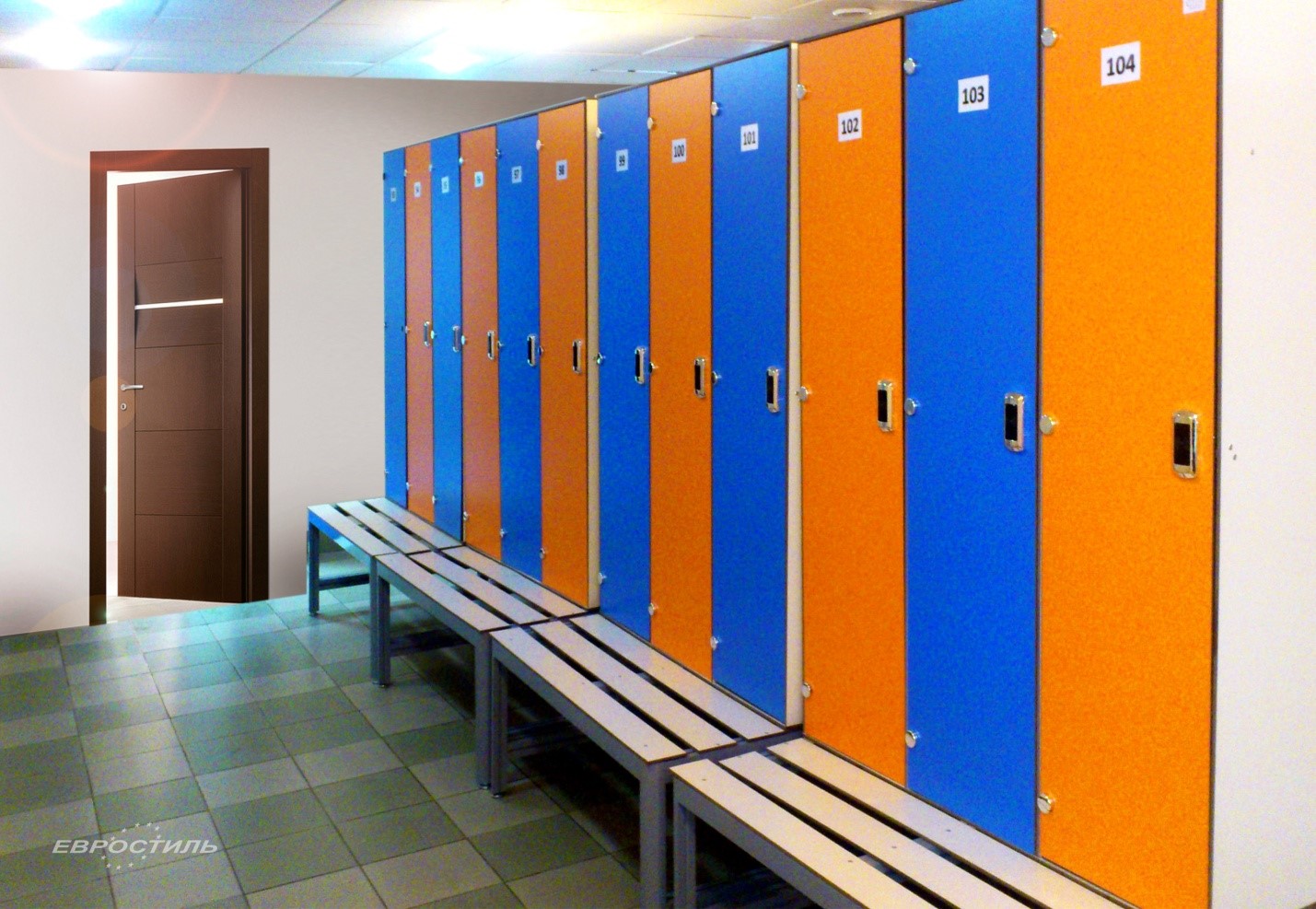 Шкафчики для спортивных раздевалок из HPL пластика