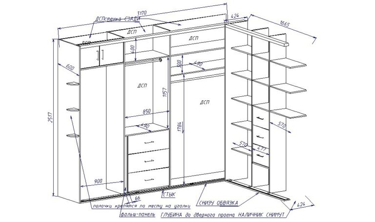 Шкаф купе раскрой и деталировка программа