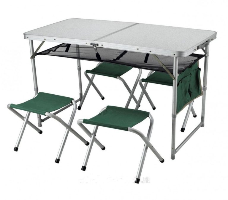 Набор мебели для пикника стол 120х60х70см металл мдф 4 стула 32х32х33см металл полиэстер
