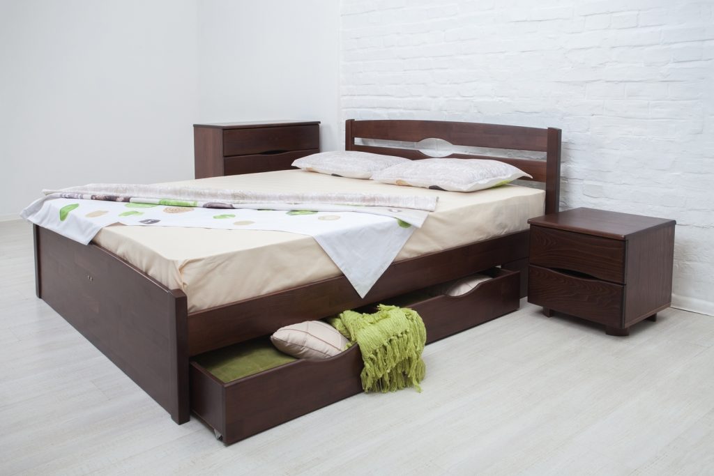 Полуторные кровати деревянные с ящиками