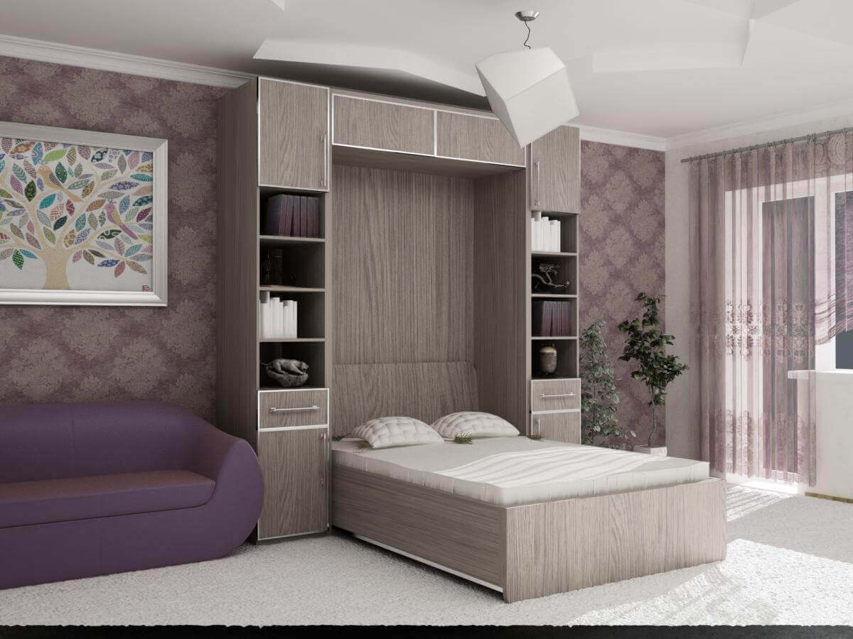 Дизайн встроенной кровати в шкаф