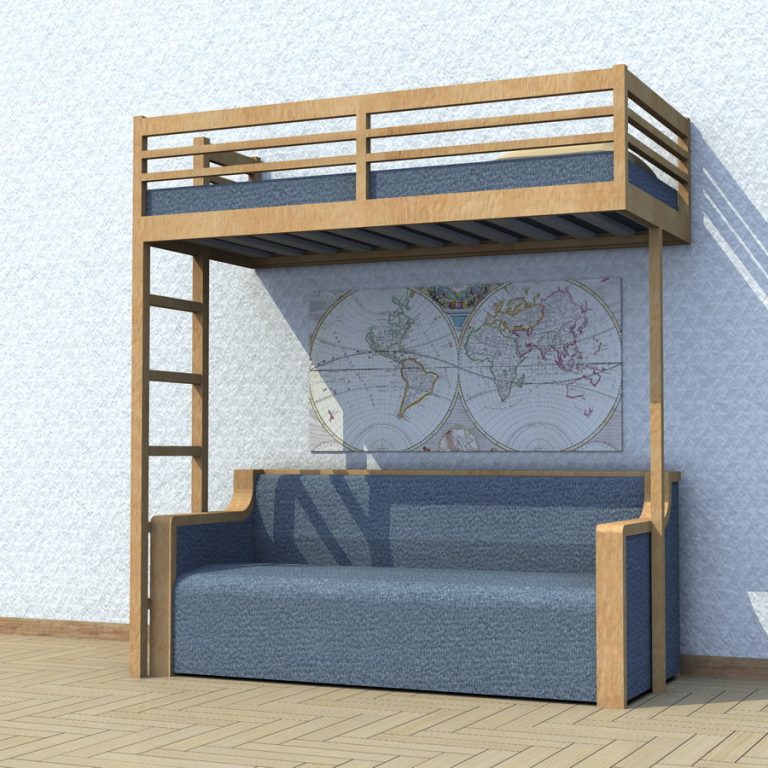 Кровать чердак корабль для мальчика