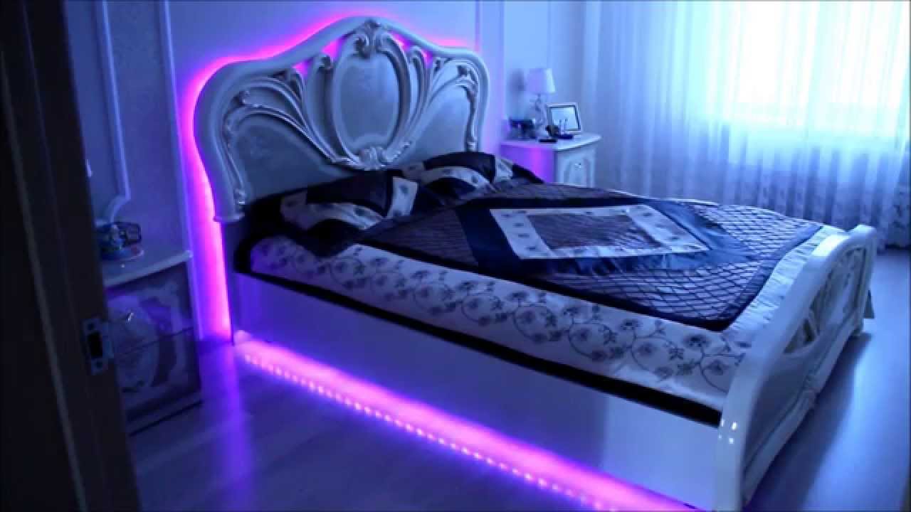 Подсветка кровати светодиодной RGB лентой
