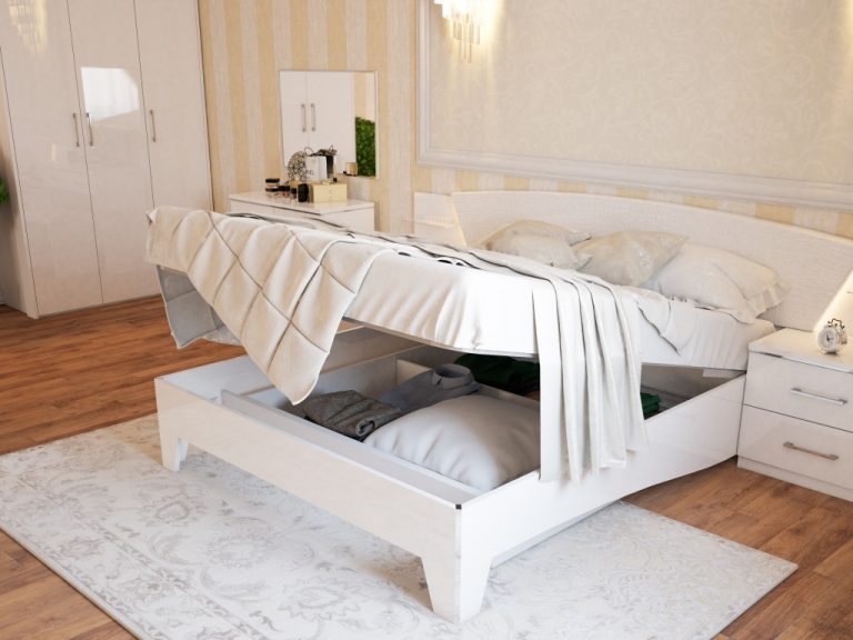 Кровать с полочками и подъемным механизмом