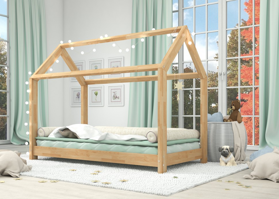 Деревянная кровать-домик