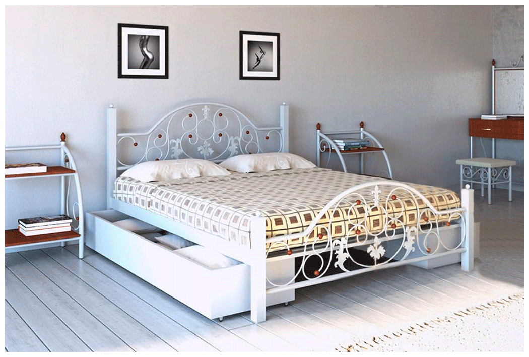 Кровать металлическая белая