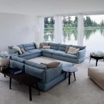 Голубой угловой диван