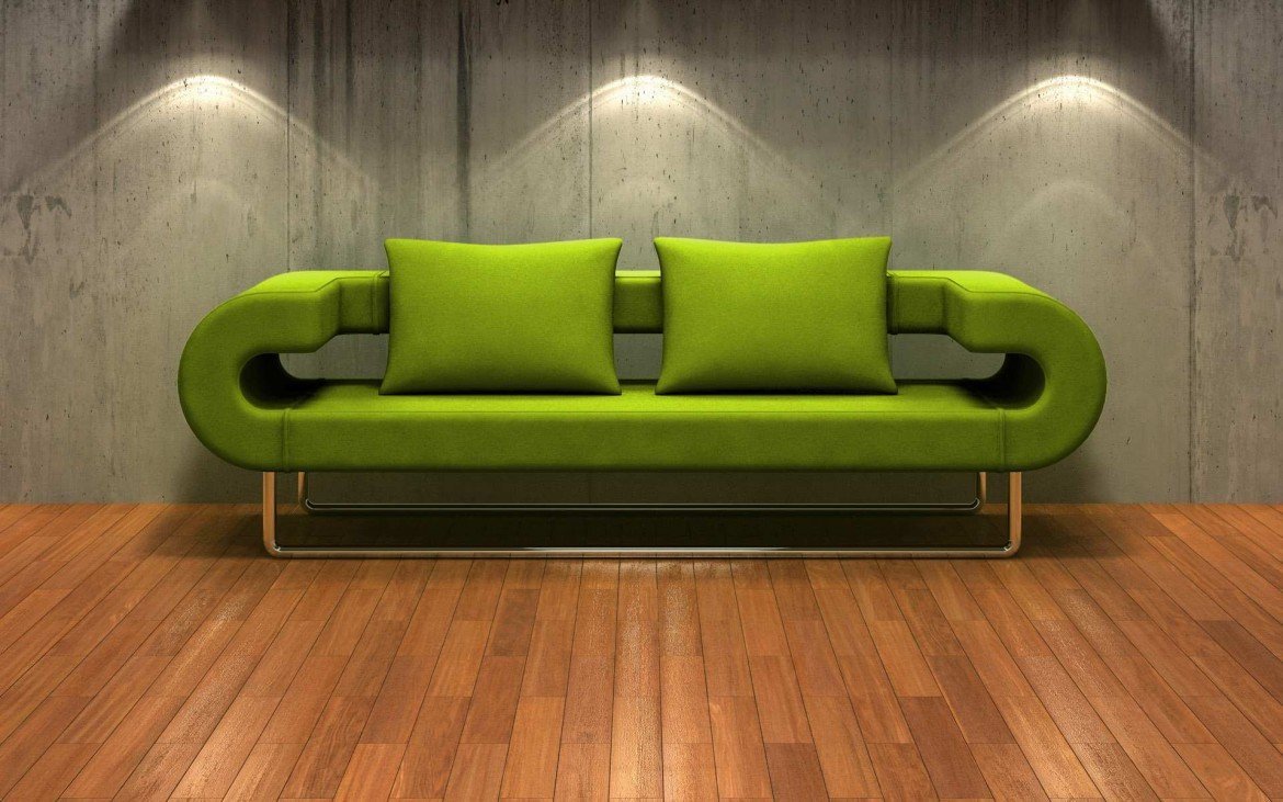 Зеленый диван в стиле хай-тек