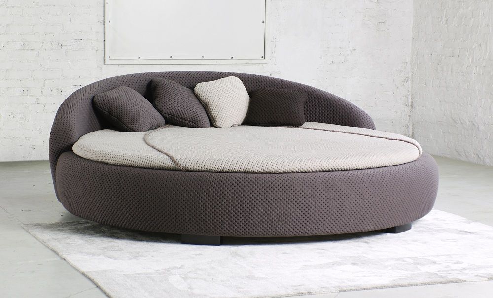 Круглый диван-кровать серого цвета