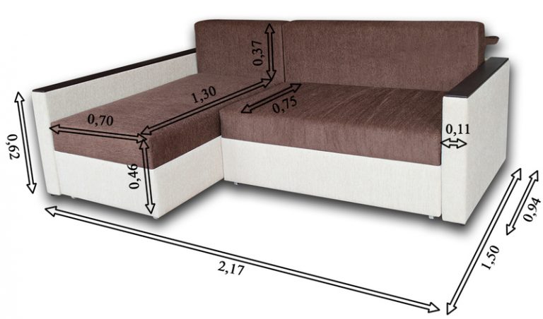 Размеры угловых диванов для маленькой гостиной