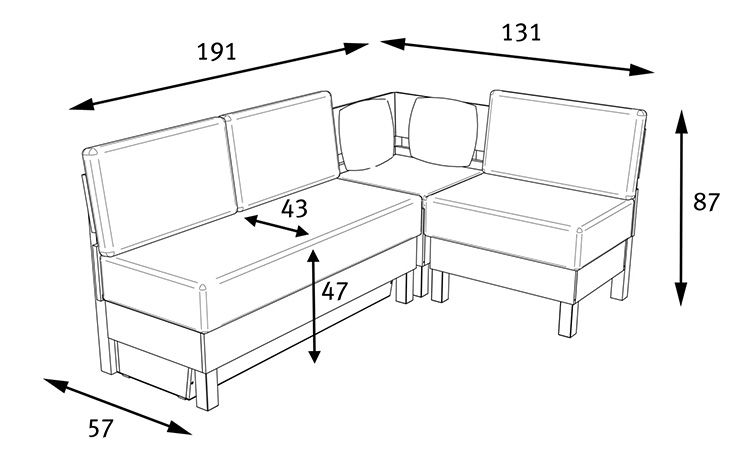 Размеры диванов на чертеже