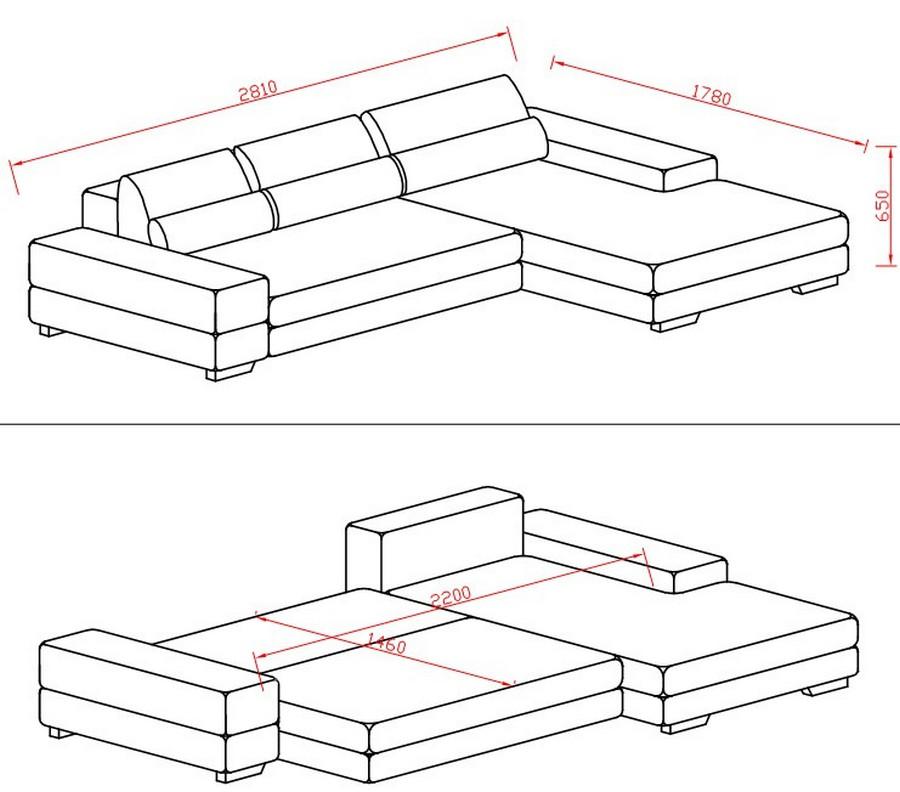 Размеры угловых диванов различных видов, их основные преимущества