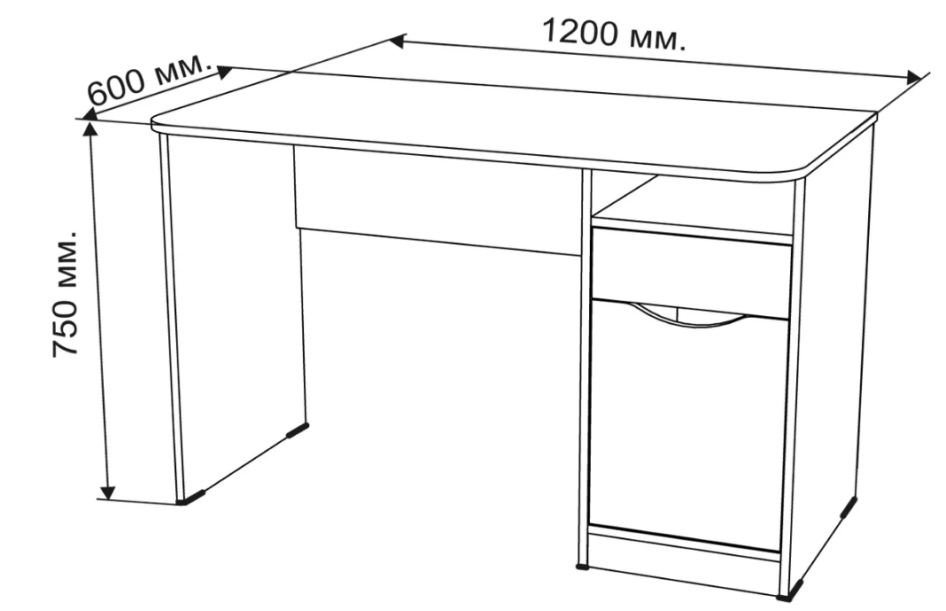 Размеры письменных столов: стандарт ширины и глубины, стандартные габариты